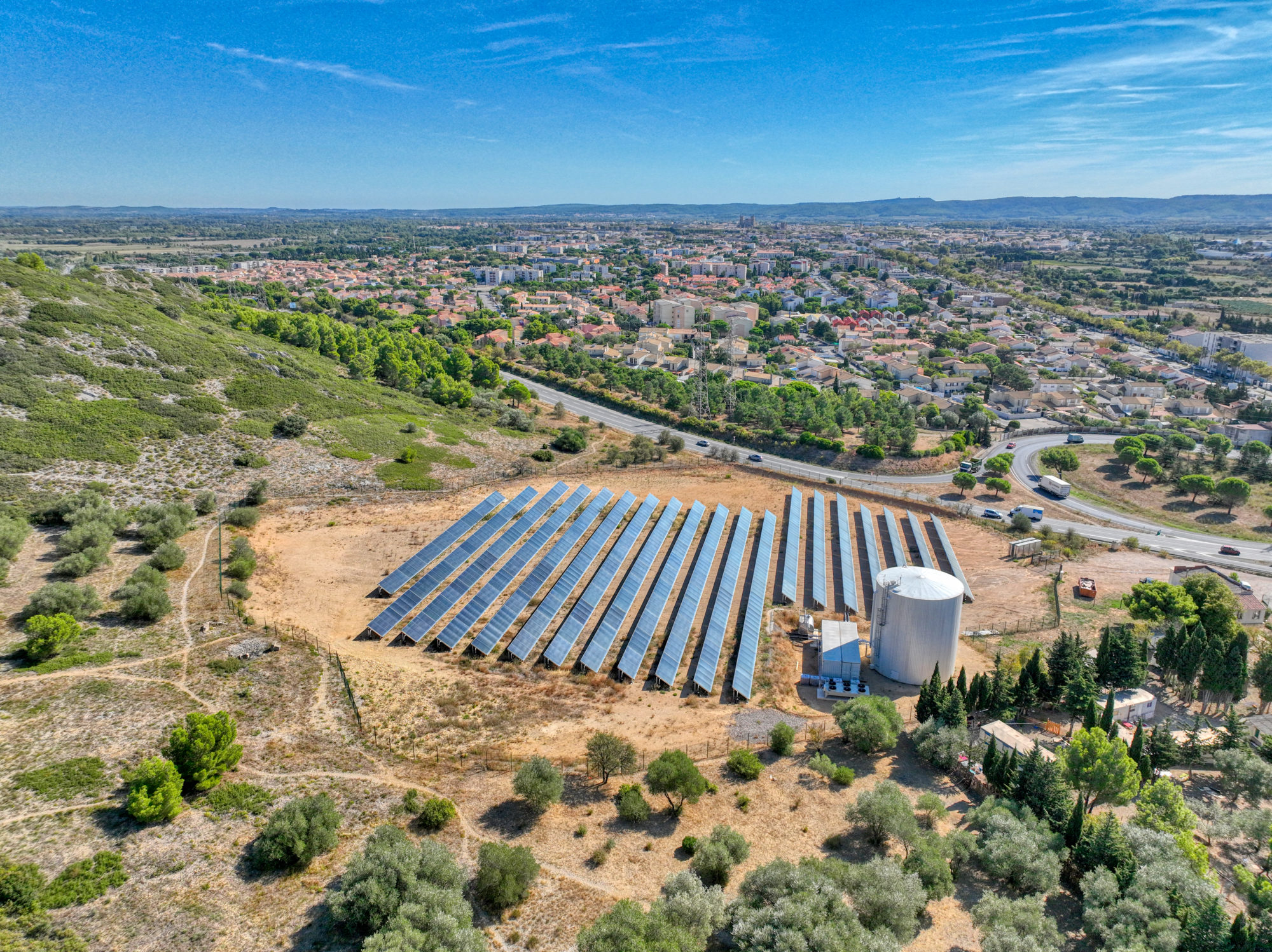 photo aérienne de la Centrale solaire thermique NARBOSOL