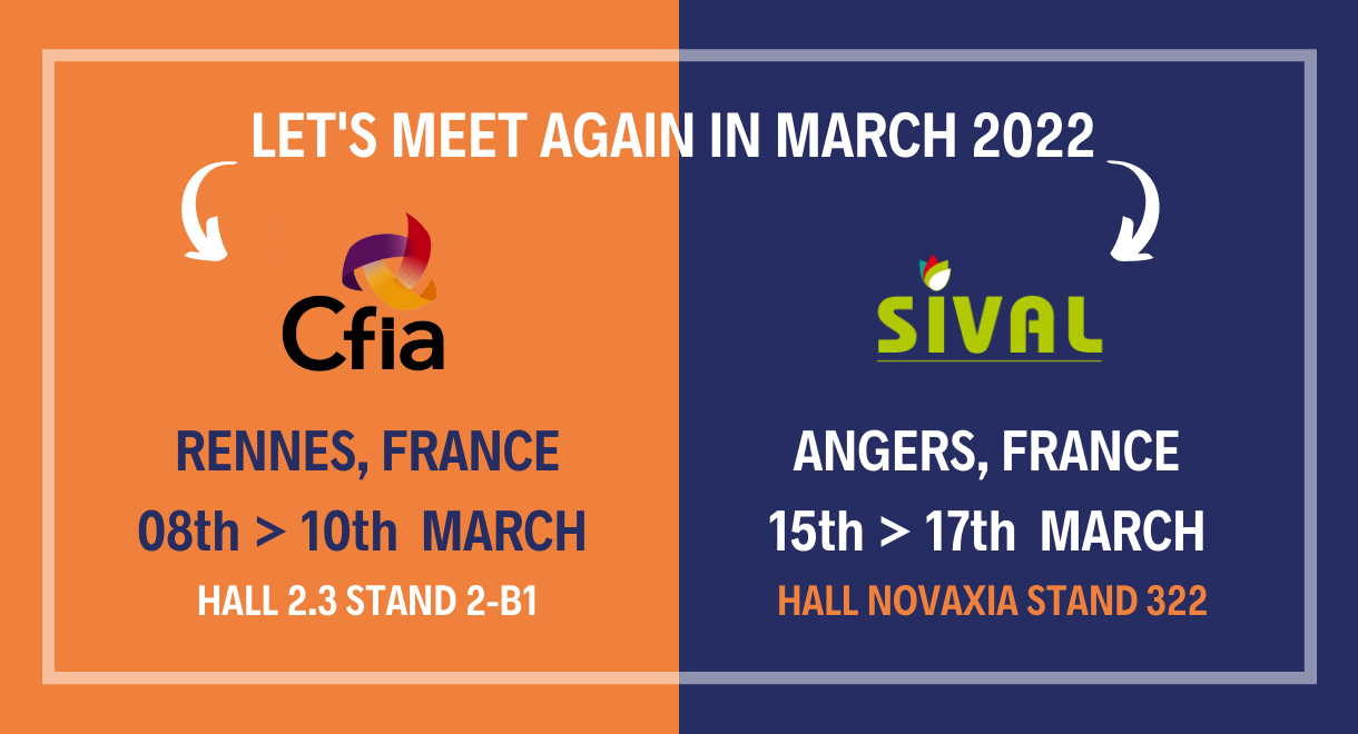 visual explaining Newheat will participate to CFIA and SIVAL trade shows in march 2022