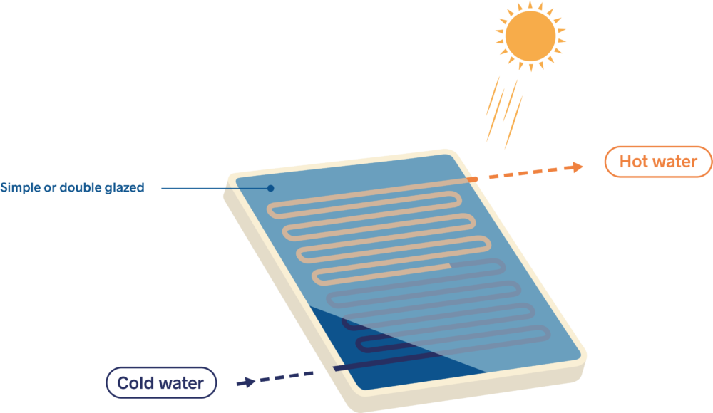 Infography flat plate collector