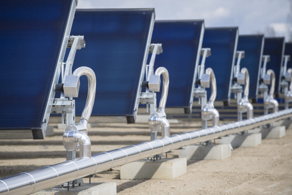 Solar thermal collectors on trackers at the Condat plant