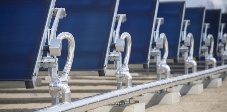 Solar thermal collectors on trackers at the Condat plant